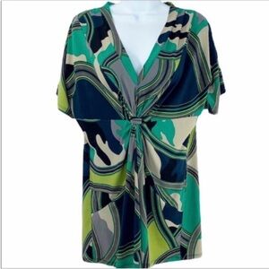 CHELSEA & THEODORE abstract blouse top L